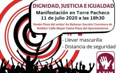 Manifestación de inmigrantes en Torre Pacheco ( Murcia) realizada el 11 de julio de 2020