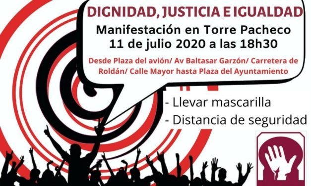 Manifestación de inmigrantes en Torre Pacheco ( Murcia) realizada el 11 de julio de 2020